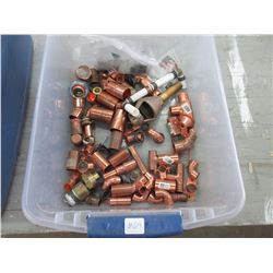 Tote of Various Copper Fittings