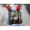 Image 1 : Tote of Various Lubes, Oil Cans & Other Items