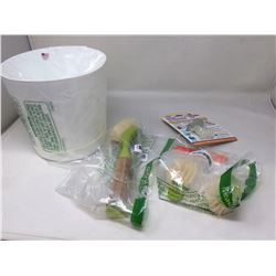 Lot of Household Items (Waste Can, Scrub Brush/Refills and Sink Mushroom)