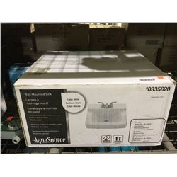 AquaSource White Wall-Mount Square Bathroom Sink - Model: ML-20509