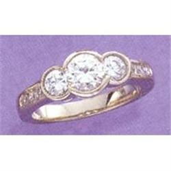 1.43 carat YELLOW GOLD 3 stone diamond ring #1280254