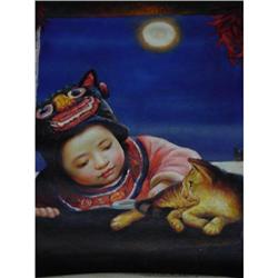 Chinese Baby Girl w/ Cat, Mint #1280531