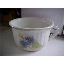 Ironstone Chamber pot; floral transfer; gold #1280586