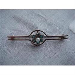 Edwardian Gold Brooch Pearl & Turquoise #1280820