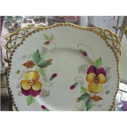 LOVELY PANSIES Hand Painted PLATE SO CHIC #1280852