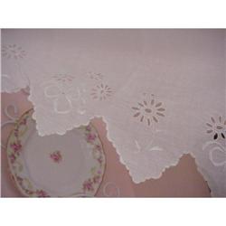 VICTORIAN WHITEWORK  102 INCH SHELF DOILY EDGE #1280853