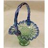 Image 1 : Fenton Green Pebble Basket with Blue Handle #1281182