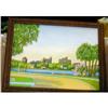Image 1 : Fifties Art Deco Style Oil Painting of Park #1281189