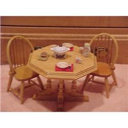 Wood table and 2 chairs for a doll house #1287999