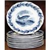 Image 1 : 1890s 12 Matching Flow Blue Cauldon fish plates#1288147