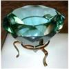 Image 1 : Crystal PAPERWEIGHT Blue Green w/ Stand #1307357