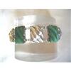 Image 1 :  50's~STERLING/ CARVED ONYX WIDE LINK BRACELET #1307544