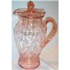 Image 1 : Pink Depression Optic Covered Lemonade Pitcher #1307570