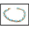 Image 1 : 14K Yellow Gold Turquoise Link Bracelet #1307625