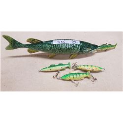 Lot Handmade Fish Mount & Handmade Lures
