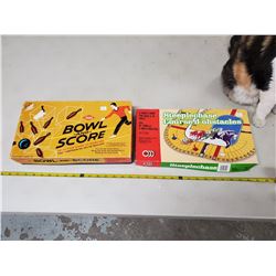 2 Vintage board games - steeplechase & bowl and score