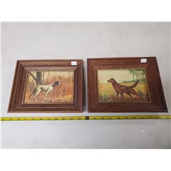 2 framed hunting dog photos