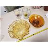 Image 2 : amber glass fruit bowl/tray, brown glass centerpiece dish & '70s/'80s Lions Club mugs