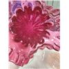 Image 5 : pink fancy glass vase, pink depression glass trinket dish, 2 clear glass pieces