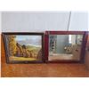 Image 1 : 1 ANTIQUE FRAMED MIRROR & PRINT (BOTH HEAVY)