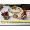 Image 1 : FOOTED GLASS DISH, VASE, CONTAINER