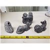 Image 3 : 4 soapstone carvings - owl, cat, fox & inuit couple