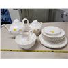 Image 1 : China set with teapot, cream & sugar, bowl & plates