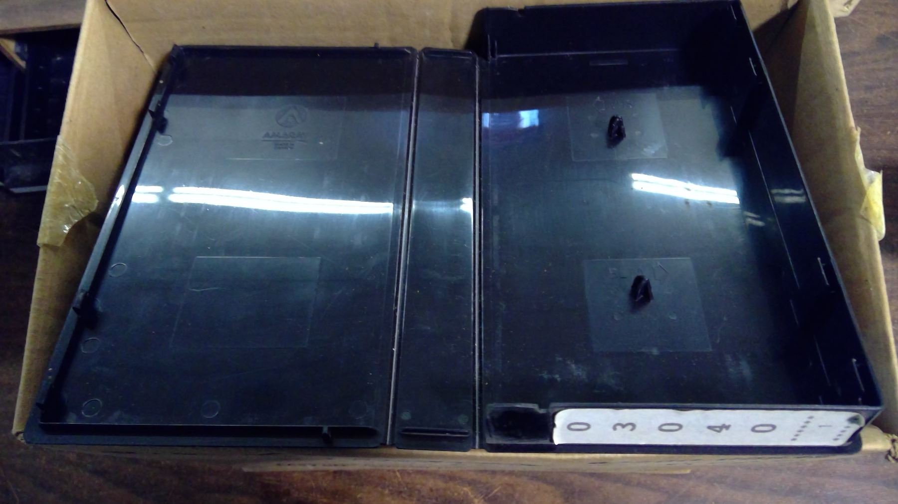 Wooden Crate with Cassette Holder & Box of Empty VHS Cases