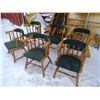 Image 1 : 6 Wooden Captain's Chairs w/Upholstered Seats