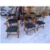 Image 2 : 6 Wooden Captain's Chairs w/Upholstered Seats