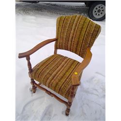 Maple Wood Upholstered Captain's Chair