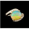 Image 2 : 3.95 ctw Opal and Diamond Ring - 14KT Yellow Gold