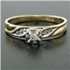 Image 2 : 14k Two Tone Gold Illusion Prong Set Transitional Diamond Solitaire Ring