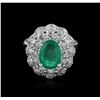 Image 2 : 14KT White Gold 2.23 ctw Emerald and Diamond Ring