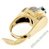 Image 9 : 14kt Yellow Gold 2.10 ctw Oval Emerald and Round Diamond Cocktail Ring w/ Arthri