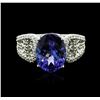 Image 2 : 14KT White Gold 4.17 ctw Tanzanite and Diamond Ring