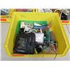 Image 2 : Qty 4 Bins Supplies: Surge Protectors, Cords, Filters, Tools, Tape, etc