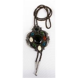1978 Navajo Sterling Multi-Stone Bolo Tie