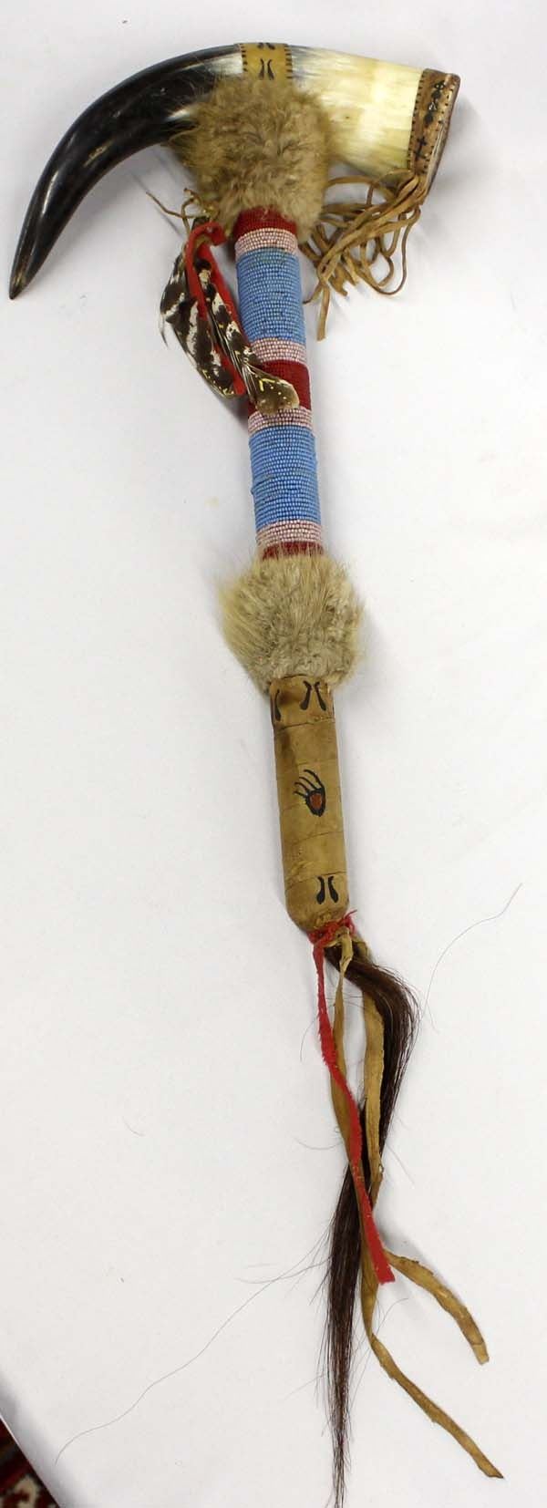 Plains Indian Bead and Horn Dance Rattle