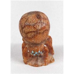 Zuni Apple Coral Orb Spider Fetish by D. Kaamasee