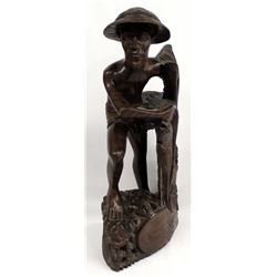 Sono Wood Bali Hand Carved Old Fisherman