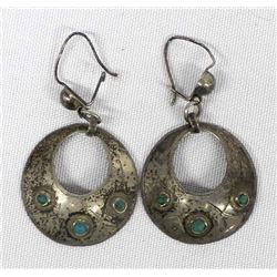 1950s Vintage Navajo Sterling Silver Turquoise Earrings