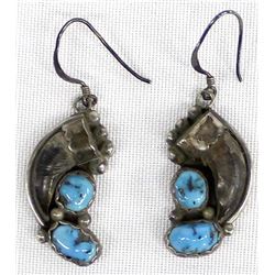 Vintage Navajo Sterling Morenci  Turquoise Earrings
