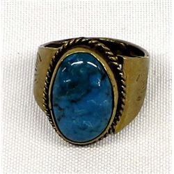 Navajo Sterling Turquoise Ring, Size 14.25