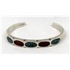 Image 1 : Vintage Navajo Sterling Chip Inlay Bracelet