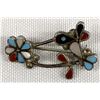 Image 1 : Zuni Sterling Inlay Hummingbird and Flower Pin