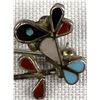Image 2 : Zuni Sterling Inlay Hummingbird and Flower Pin