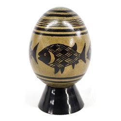 Mimbres Fish Design Pysanky Egg by Patricia Dix