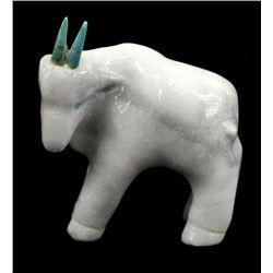 Zuni White Marble Rocky Mountain Goat Fetish by Bryston Bowannie