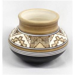 Navajo Carved Pottery Jar by Lawrence M. Crank
